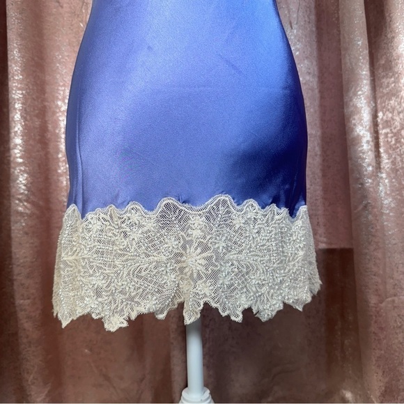 Free People Winter Pewter Blue Embroidered Satin Slip ❄️🩵 - Picture 6 of 8